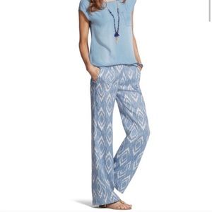 NEW Chico’s Ultimate Fit Blue/White IKAT 100% linen pants size 1.5